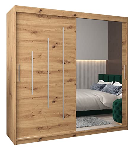 MEBLE KRYSPOL Kleiderschrank mit Spiegel York 2 - Garderobenschrank - Schrank Schlafzimmer - Mehrzweckschrank Zwei Schiebetüren - Regalen - Flur Möbel - Kleiderstange Schrank - Allzweckschrank MEBLE KRYSPOL Kleiderschrank mit Spiegel York 2 - Garderobenschrank - Schrank Schlafzimmer - Mehrzweckschrank Zwei Schiebetüren - Regalen - Flur Möbel - Kleiderstange Schrank - Allzweckschrank von MEBLE KRYSPOL