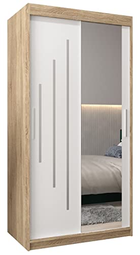 MEBLE KRYSPOL Kleiderschrank mit Spiegel York 2 - Garderobenschrank - Schrank Schlafzimmer - Mehrzweckschrank Zwei Schiebetüren - Regalen - Flur Möbel - Kleiderstange Schrank - Allzweckschrank MEBLE KRYSPOL Kleiderschrank mit Spiegel York 2 - Garderobenschrank - Schrank Schlafzimmer - Mehrzweckschrank Zwei Schiebetüren - Regalen - Flur Möbel - Kleiderstange Schrank - Allzweckschrank von MEBLE KRYSPOL