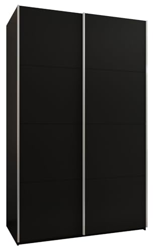 MEBLE KRYSPOL LUX 1 Schrank mit 2 Schiebetüren und geräuschlosem Schließen - Schiebesystem HETTICH Topline L - für Wohnzimmer, Schlafzimmer - 245,5x150x64cm - Schwarz, Schwarz, Silber von MEBLE KRYSPOL