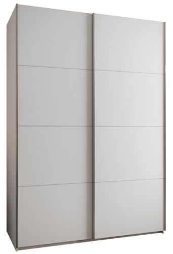 MEBLE KRYSPOL LUX 1 Schrank mit 2 Schiebetüren und geräuschlosem Schließen - Schiebesystem HETTICH Topline L - für Wohnzimmer, Schlafzimmer - 245,5x170x64cm - Weiß, Weiß, Silber von MEBLE KRYSPOL