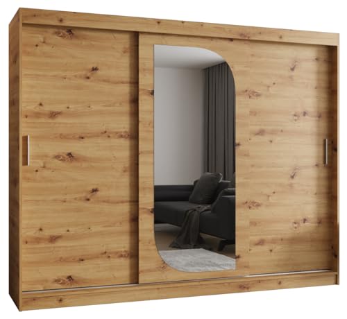 MEBLE KRYSPOL Lucy 250 Kleiderschrank mit DREI Schiebetüren für Schlafzimmer – moderner Aufbewahrungsschrank mit Kleiderstange und Regalen – 250x200x62cm - Artisan von MEBLE KRYSPOL