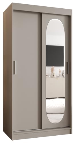 MEBLE KRYSPOL ROYAL 100 Schlafzimmerschrank mit Zwei Schiebetüren – moderner Aufbewahrungsschrank mit Kleiderstange und Regalen – 100x200x62cm - Kaschmir von MEBLE KRYSPOL