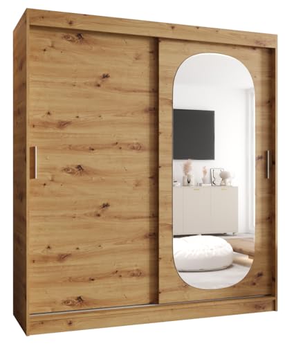 MEBLE KRYSPOL ROYAL 180 Kleiderschrank mit Zwei Schiebetüren für Schlafzimmer – moderner Aufbewahrungsschrank mit Kleiderstange und Regalen – 180x200x62cm - Artisan von MEBLE KRYSPOL