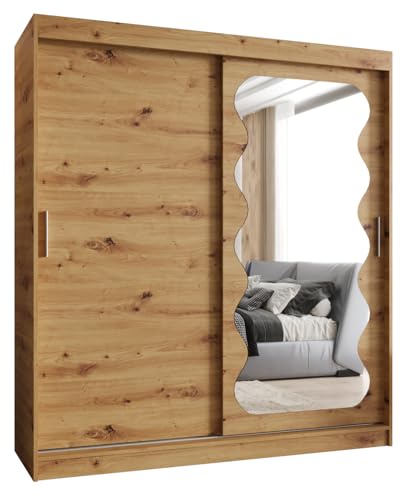 MEBLE KRYSPOL SPOTI 180 Kleiderschrank mit Zwei Schiebetüren für Schlafzimmer – moderner Aufbewahrungsschrank mit Kleiderstange und Regalen – 180x200x62cm - Artisan von MEBLE KRYSPOL