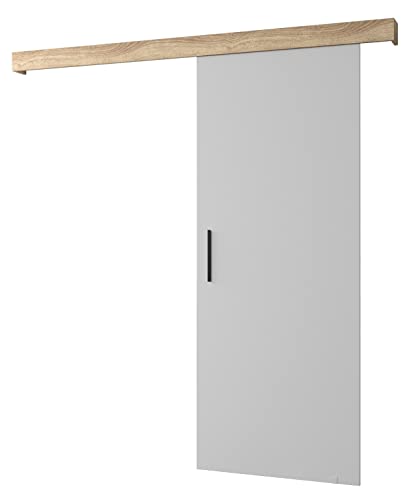 MEBLE KRYSPOL Salwador 1 Schiebetürsystem mit Schienenabdeckung - Wandschiebetüren für Innenräume - Loftartige Einbautüren - Solide Konstruktion - 90 x 204 cm - Weiß von MEBLE KRYSPOL