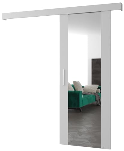 MEBLE KRYSPOL Salwador 2 Schiebetürsystem mit Schienenkappe und Spiegel - Innenwand-Schiebetüren - Solide Konstruktion - 90x204 cm - Weiß Weiß Silber MEBLE KRYSPOL Salwador 2 Schiebetürsystem mit Schienenkappe und Spiegel - Innenwand-Schiebetüren - Solide Konstruktion - 90x204 cm - Weiß Weiß Silber von MEBLE KRYSPOL