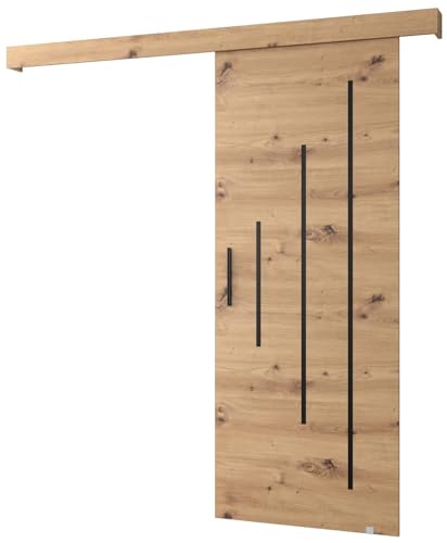 MEBLE KRYSPOL Salwador Y Schiebetürsystem mit Schienenabdeckung - Zierstreifen - Wandschiebetüren für Innenräume - Loftartige Einbautüren - Solide Konstruktion - 90 x 204 cm - Artisan von MEBLE KRYSPOL