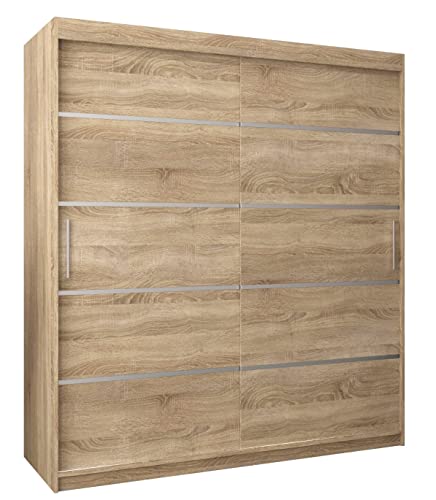 MEBLE KRYSPOL Schwebetürenschrank Verona 1 180 cm Kleiderschrank mit Kleiderstange und Einlegeboden Schlafzimmer- Wohnzimmerschrank Schiebetüren Modern Design (Schubladen: 0, Sonoma) von MEBLE KRYSPOL