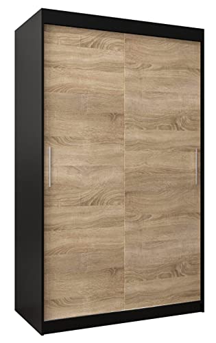 MEBLE KRYSPOL Tokyo 120 Kleiderschrank mit Zwei Schiebetüren für Schlafzimmer – moderner Aufbewahrungsschrank mit Kleiderstange und Regalen – 120x200x62cm - Mattschwarz + Sonoma MEBLE KRYSPOL Tokyo 120 Kleiderschrank mit Zwei Schiebetüren für Schlafzimmer – moderner Aufbewahrungsschrank mit Kleiderstange und Regalen – 120x200x62cm - Mattschwarz + Sonoma von MEBLE KRYSPOL