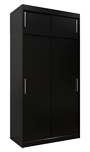 MEBLE KRYSPOL Tokyo 120 Kleiderschrank mit Zwei Schiebetüren für Schlafzimmer – moderner Aufbewahrungsschrank mit Kleiderstange und Regalen – 120x240x62cm - Mattschwarz mit Verlängerung MEBLE KRYSPOL Tokyo 120 Kleiderschrank mit Zwei Schiebetüren für Schlafzimmer – moderner Aufbewahrungsschrank mit Kleiderstange und Regalen – 120x240x62cm - Mattschwarz mit Verlängerung von MEBLE KRYSPOL