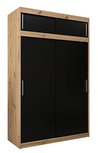 MEBLE KRYSPOL Tokyo 150 Kleiderschrank mit Zwei Schiebetüren für Schlafzimmer – moderner Aufbewahrungsschrank mit Kleiderstange und Regalen – 150x240x62cm - Artisan + Mattschwarz mit Verlängerung MEBLE KRYSPOL Tokyo 150 Kleiderschrank mit Zwei Schiebetüren für Schlafzimmer – moderner Aufbewahrungsschrank mit Kleiderstange und Regalen – 150x240x62cm - Artisan + Mattschwarz mit Verlängerung von MEBLE KRYSPOL