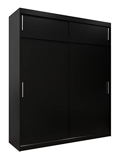 MEBLE KRYSPOL Tokyo 200 Kleiderschrank mit Zwei Schiebetüren für Schlafzimmer – moderner Aufbewahrungsschrank mit Kleiderstange und Regalen – 200x240x62cm - Mattschwarz mit Verlängerung MEBLE KRYSPOL Tokyo 200 Kleiderschrank mit Zwei Schiebetüren für Schlafzimmer – moderner Aufbewahrungsschrank mit Kleiderstange und Regalen – 200x240x62cm - Mattschwarz mit Verlängerung von MEBLE KRYSPOL