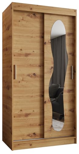 MEBLE KRYSPOL Ultra 100 Schlafzimmerschrank mit Zwei Schiebetüren – moderner Aufbewahrungsschrank mit Kleiderstange und Regalen – 100x200x62cm - Artisan von MEBLE KRYSPOL