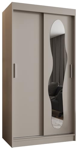 MEBLE KRYSPOL Ultra 100 Schlafzimmerschrank mit Zwei Schiebetüren – moderner Aufbewahrungsschrank mit Kleiderstange und Regalen – 100x200x62cm - Kaschmir von MEBLE KRYSPOL