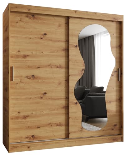 MEBLE KRYSPOL Ultra 180 Kleiderschrank mit Zwei Schiebetüren für Schlafzimmer – moderner Aufbewahrungsschrank mit Kleiderstange und Regalen – 180x200x62cm - Artisan von MEBLE KRYSPOL