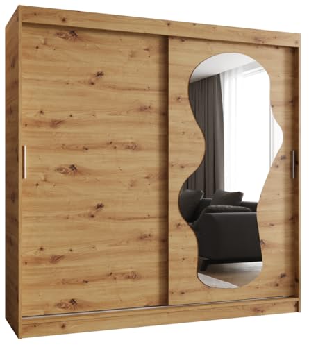 MEBLE KRYSPOL Ultra 200 Kleiderschrank mit Zwei Schiebetüren für Schlafzimmer – moderner Aufbewahrungsschrank mit Kleiderstange und Regalen – 200x200x62cm - Artisan von MEBLE KRYSPOL