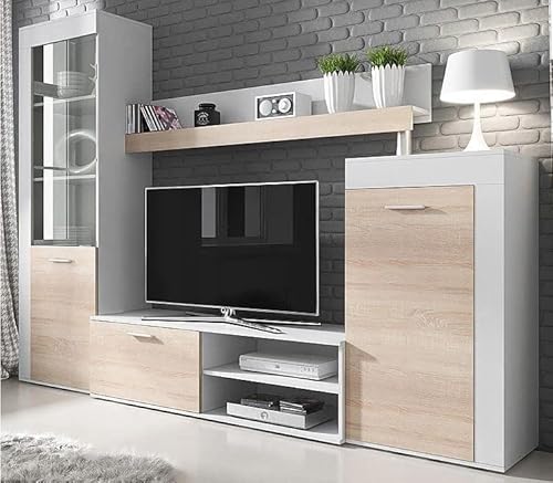 MEBLE KRYSPOL Wohnwand Wohnzimmer Rita – Wohnzimmer Möbel – Wohnwand Modern – Sideboard Wohnzimmer – Wohnzimmer Schrankwand – Wohnzimmer Möbel Modern - Regal Weiß - TV Schrank - Mehrzweckschrank von MEBLE KRYSPOL