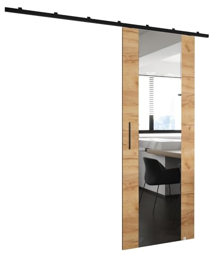 MEBLE KRYSPOL Zonda II Schiebetürset mit Schiene - Hängendes Innen-Schiebetürsystem - Torbeschläge - Hergestellt aus robustem Laminat - 204x80 cm - Handwerk gold von MEBLE KRYSPOL
