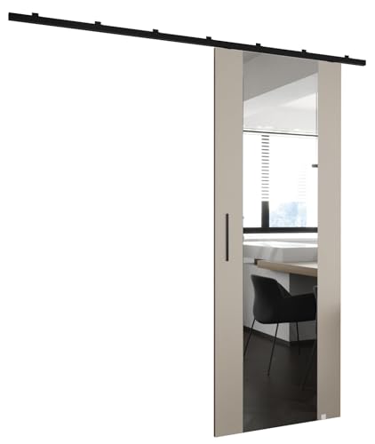 MEBLE KRYSPOL Zonda II Schiebetürset mit Schiene - Hängendes Innen-Schiebetürsystem - Torbeschläge - Hergestellt aus robustem Laminat - 204x80 cm - Kaschmir von MEBLE KRYSPOL