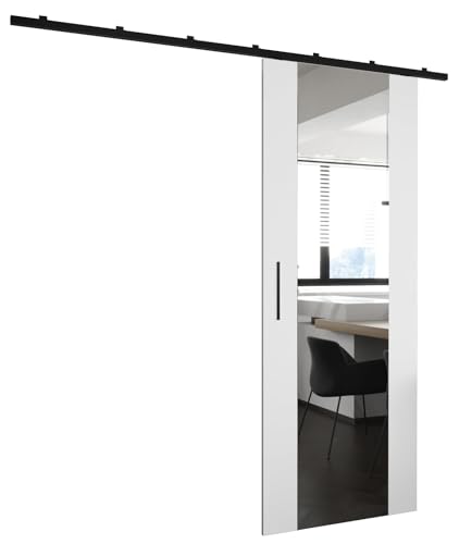MEBLE KRYSPOL Zonda II Schiebetürset mit Schiene - Hängendes Innen-Schiebetürsystem - Torbeschläge - Hergestellt aus robustem Laminat - 204x80 cm - Weiß von MEBLE KRYSPOL