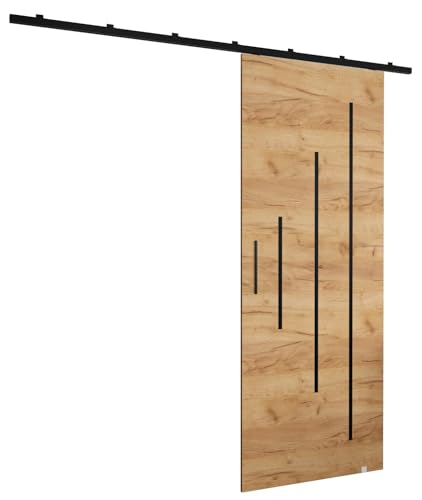MEBLE KRYSPOL Zonda Y Schiebetürset mit Schiene - Hängendes Innen-Schiebetürsystem - Torbeschläge - Hergestellt aus robustem Laminat - 204x80 cm - Handwerk gold von MEBLE KRYSPOL