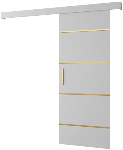 Schiebetür Komplettset - Schiebetürsystem Salwador 4 - Schiebetüren - Trennwände - Raumteiler - Innentüren, Tür 80x204 cm - Schiebetür Schiene - Zimmertür mit Schiebetür Griff - Saloontür Schiebetür Komplettset - Schiebetürsystem Salwador 4 - Schiebetüren - Trennwände - Raumteiler - Innentüren, Tür 80x204 cm - Schiebetür Schiene - Zimmertür mit Schiebetür Griff - Saloontür von MEBLE KRYSPOL