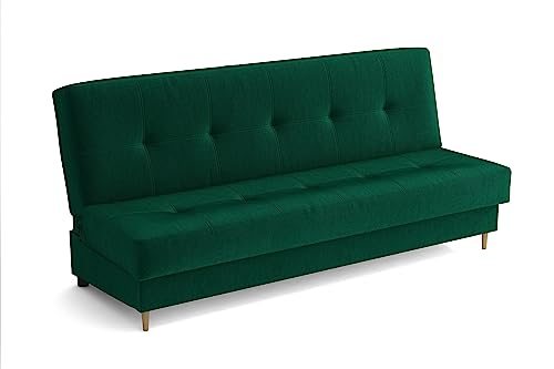 MEBLE-LUX Sofa | Elisa | Schlafsofa | 2-Sitzer-Grau | Plüsch Flasche Grün von MEBLE-LUX