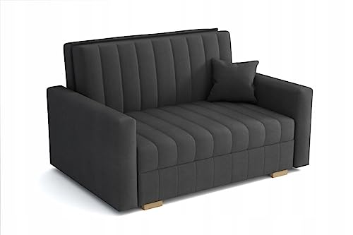 MEBLE-LUX - Sofa mit Schlaffunktion Zanzibar I Sofa 2 Sitzer 133 cm Breit I Schlafsofa mit Bettkasten I Couch mit Schlaffunktion Klein I Grau von MEBLE-LUX