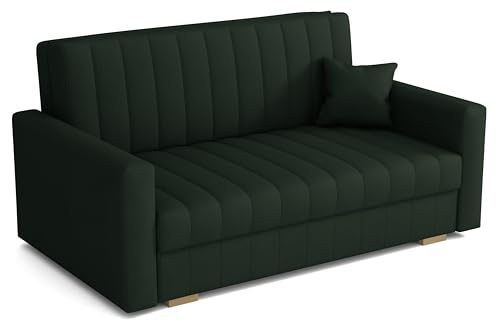 MEBLE-LUX Schlafsofa klein Zanzibar I Sofa 3 Sitzer 153 cm Breit I Sofa mit Schlaffunktion I Schlafsofa mit Bettkasten I Couch mit Schlaffunktion Klein I Grün von MEBLE-LUX