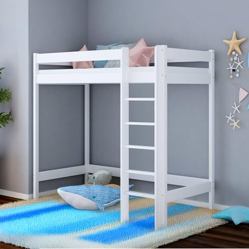 MEBLE WRÓBEL Hochbett 80x180 cm - Kinderbett mit Lattenrost und Rausfallschutz, Holzbett, Etagenbett mit Leiter Bett - Jugendbett Ohne Matratze Weiß - Höhe 160 cm MEBLE WRÓBEL Hochbett 80x180 cm - Kinderbett mit Lattenrost und Rausfallschutz, Holzbett, Etagenbett mit Leiter Bett - Jugendbett Ohne Matratze Weiß - Höhe 160 cm von MEBLE WRÓBEL