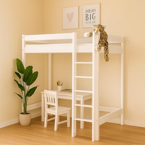 MEBLE WRÓBEL Hochbett 90x180 cm - Kinderbett mit Lattenrost und Rausfallschutz, Holzbett, Etagenbett mit Leiter Bett - Jugendbett Ohne Matratze Weiß - Höhe 160 cm MEBLE WRÓBEL Hochbett 90x180 cm - Kinderbett mit Lattenrost und Rausfallschutz, Holzbett, Etagenbett mit Leiter Bett - Jugendbett Ohne Matratze Weiß - Höhe 160 cm von MEBLE WRÓBEL