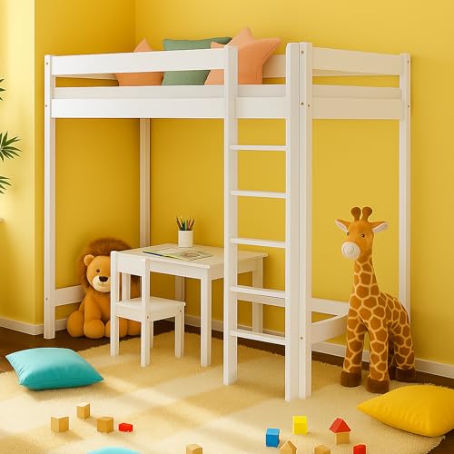 MEBLE WRÓBEL Hochbett 90x190 cm - Kinderbett mit Lattenrost und Rausfallschutz, Holzbett, Etagenbett mit Leiter Bett - Jugendbett Ohne Matratze Weiß - Höhe 160 cm MEBLE WRÓBEL Hochbett 90x190 cm - Kinderbett mit Lattenrost und Rausfallschutz, Holzbett, Etagenbett mit Leiter Bett - Jugendbett Ohne Matratze Weiß - Höhe 160 cm von MEBLE WRÓBEL