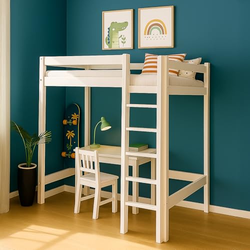 MEBLE WRÓBEL Hochbett 90x200 cm - Kinderbett mit Lattenrost und Rausfallschutz, Holzbett, Etagenbett mit Leiter Bett - Jugendbett Ohne Matratze Weiß - Höhe 160 cm MEBLE WRÓBEL Hochbett 90x200 cm - Kinderbett mit Lattenrost und Rausfallschutz, Holzbett, Etagenbett mit Leiter Bett - Jugendbett Ohne Matratze Weiß - Höhe 160 cm von MEBLE WRÓBEL