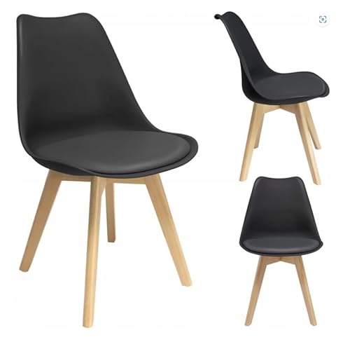 MEBLEX Skandinavischer Stuhl Oslo Kunststoff-Öko-Leder, Esszimmerstuhl, Bürostuhl, Küchenstuhl 81x55 (schwarz) von MEBLEX