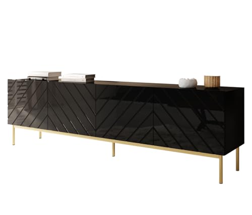 MEBLINE Modern TV Lowboard ABETO 200 Graphit/Schwarzer Fernsehschrank – Tv Sideboard – Sideboard Wohnzimmer Tv – Möbel Wohnzimmer – Tv Cabinet Unterschrank – Tv Unit – Tv-möbel & Phonomöbel von MEBLINE