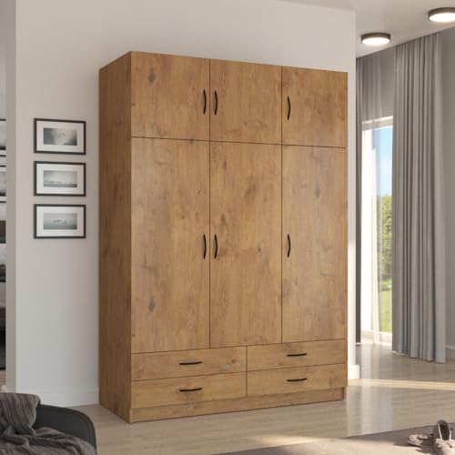 MEBLINE Stella Schrank Schlafzimmer mit Schubladen – Kleiner Kleiderschrank – Schrank Kleiderschrank – Schlafzimmer Schrank – Wardrobe Bedroom – Schlafzimmerschrank - 135cm von MEBLINE