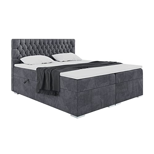 MEBLINI Boxspringbett mit Bettkasten - Gepolstert Doppelbett mit Matratze und Topper - Polsterbett mit Stauraum - Bett mit Kopfteil - Stauraumbett - Dalia - 200x200 - H4/Dunkelgrau Samt MEBLINI Boxspringbett mit Bettkasten - Gepolstert Doppelbett mit Matratze und Topper - Polsterbett mit Stauraum - Bett mit Kopfteil - Stauraumbett - Dalia - 200x200 - H4/Dunkelgrau Samt von MEBLINI