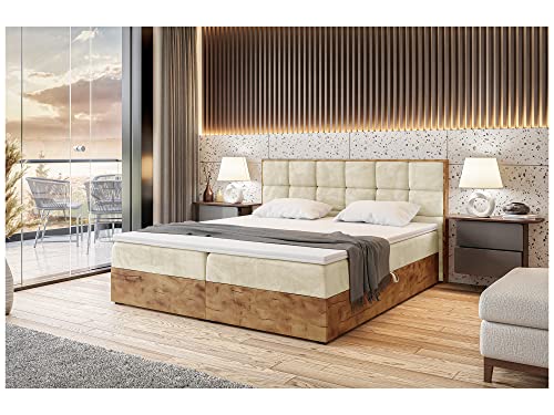 MEBLINI Boxspringbett mit Bettkasten - Gepolstert Doppelbett mit Matratze und Topper - Polsterbett mit Stauraum - Bett mit Kopfteil - Stauraumbett - Lofty 1-180x220 - H4/Beige Samt MEBLINI Boxspringbett mit Bettkasten - Gepolstert Doppelbett mit Matratze und Topper - Polsterbett mit Stauraum - Bett mit Kopfteil - Stauraumbett - Lofty 1-180x220 - H4/Beige Samt von MEBLINI