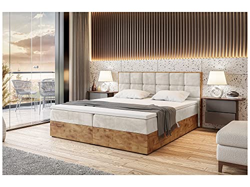 MEBLINI Boxspringbett mit Bettkasten - Gepolstert Doppelbett mit Matratze und Topper - Polsterbett mit Stauraum - Bett mit Kopfteil - Stauraumbett - Lofty 1-200x220 - H4/Creme Samt MEBLINI Boxspringbett mit Bettkasten - Gepolstert Doppelbett mit Matratze und Topper - Polsterbett mit Stauraum - Bett mit Kopfteil - Stauraumbett - Lofty 1-200x220 - H4/Creme Samt von MEBLINI