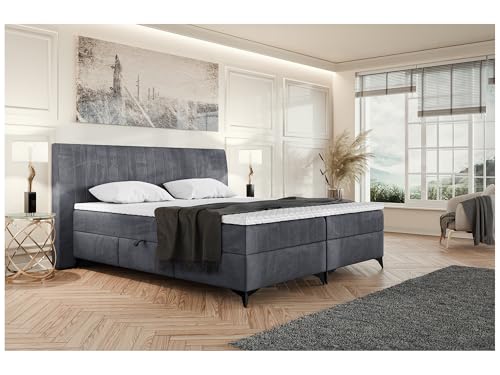 MEBLINI Boxspringbett mit Bettkasten - Gepolstert Doppelbett mit Matratze und Topper - Polsterbett mit Stauraum - Bett mit Kopfteil - Stauraumbett - NANI - 180x200 - H3B/Dunkelgrau Samt MEBLINI Boxspringbett mit Bettkasten - Gepolstert Doppelbett mit Matratze und Topper - Polsterbett mit Stauraum - Bett mit Kopfteil - Stauraumbett - NANI - 180x200 - H3B/Dunkelgrau Samt von MEBLINI