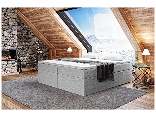 MEBLINI Boxspringbett mit Bettkasten - Gepolstert Doppelbett mit Matratze und Topper - Polsterbett mit Stauraum - Bett ohne Kopfteil - Stauraumbett - Lionel - 180x200 - H4/Grau Webstoff MEBLINI Boxspringbett mit Bettkasten - Gepolstert Doppelbett mit Matratze und Topper - Polsterbett mit Stauraum - Bett ohne Kopfteil - Stauraumbett - Lionel - 180x200 - H4/Grau Webstoff von MEBLINI