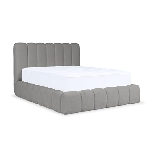 MEBLINI Carlos Polsterbett 140x200 mit Lattenrost - Bubble Bett - Cloud - Marshmallow Bed - Kopfteil Bett mit Stauraum - Betten - 140x200 - Grau Boucle ohne Matratze von MEBLINI