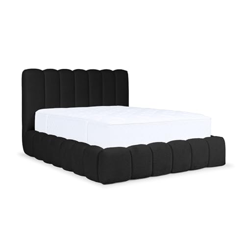 MEBLINI Carlos Polsterbett 160x200 mit Lattenrost und Matratze - Bubble Bett - Cloud - Marshmallow Bed - Kopfteil Bett mit Stauraum - Betten - 160x200 - Schwarz Boucle/H3 von MEBLINI