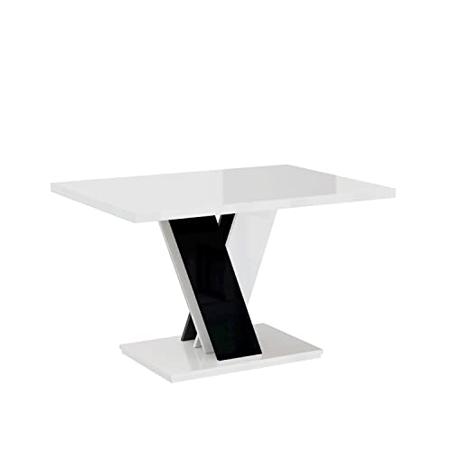 MEBLINI Couchtisch Wohnzimmer - Wohnzimmertisch Modern - Sofatisch Wohnzimmer - Stubentisch - Kaffeetisch - Coffee Table for Living Room - MASIV - 100x70x60cm - Weiß Hochglanz/Schwarz Hochglanz von MEBLINI