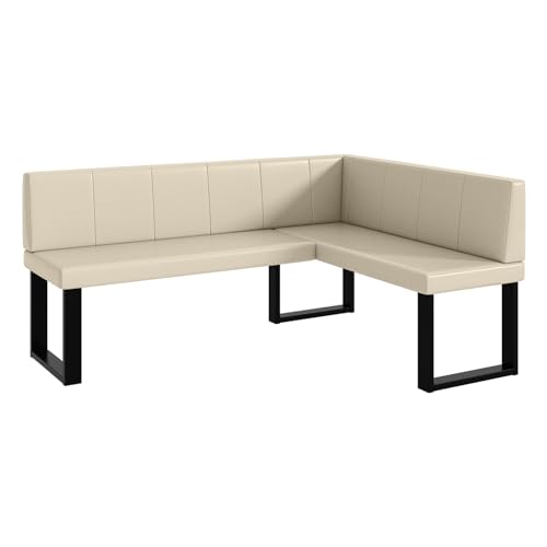 MEBLINI Eckbank für Esszimmer - Küchenbank - Essecke - Sitzecke Küche - Peter - U-Beine 128x168x87cm Rechts - Creme Kunstleder MEBLINI Eckbank für Esszimmer - Küchenbank - Essecke - Sitzecke Küche - Peter - U-Beine 128x168x87cm Rechts - Creme Kunstleder von MEBLINI