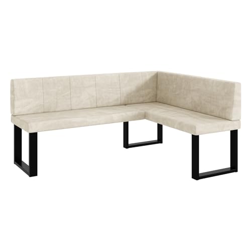 MEBLINI Eckbank für Esszimmer - Küchenbank - Essecke - Sitzecke Küche - Peter - U-Beine 128x168x87cm Rechts - Creme Samt MEBLINI Eckbank für Esszimmer - Küchenbank - Essecke - Sitzecke Küche - Peter - U-Beine 128x168x87cm Rechts - Creme Samt von MEBLINI
