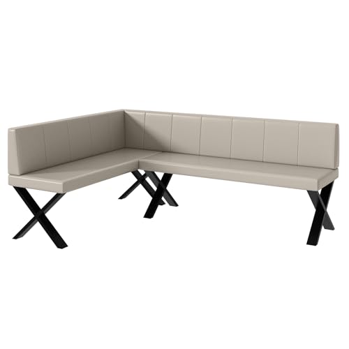 MEBLINI Eckbank für Esszimmer - Küchenbank - Essecke - Sitzecke Küche - Peter - X-Beine 142x196x87cm Links - Beige Kunstleder MEBLINI Eckbank für Esszimmer - Küchenbank - Essecke - Sitzecke Küche - Peter - X-Beine 142x196x87cm Links - Beige Kunstleder von MEBLINI