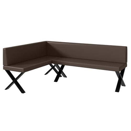 MEBLINI Eckbank für Esszimmer - Küchenbank - Essecke - Sitzecke Küche - Toni - X-Beine 142x196x87cm Links - Braun Kunstleder MEBLINI Eckbank für Esszimmer - Küchenbank - Essecke - Sitzecke Küche - Toni - X-Beine 142x196x87cm Links - Braun Kunstleder von MEBLINI