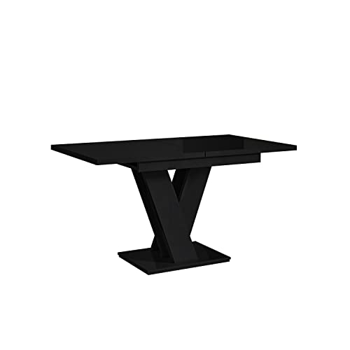 MEBLINI Esstisch Ausziehbar - Esszimmertisch Modern - Küchentisch - Säulentisch - Ausziehtisch - Dining Table - Esszimmertische - 120-160x80x75cm - MASIV - Schwarz Hochglanz MEBLINI Esstisch Ausziehbar - Esszimmertisch Modern - Küchentisch - Säulentisch - Ausziehtisch - Dining Table - Esszimmertische - 120-160x80x75cm - MASIV - Schwarz Hochglanz von MEBLINI