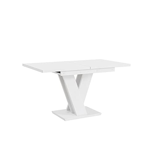 MEBLINI Esstisch Ausziehbar - Esszimmertisch Modern - Küchentisch - Säulentisch - Ausziehtisch - Dining Table - Esszimmertische - 120-160x80x75cm - MASIV - Weiß Matt von MEBLINI